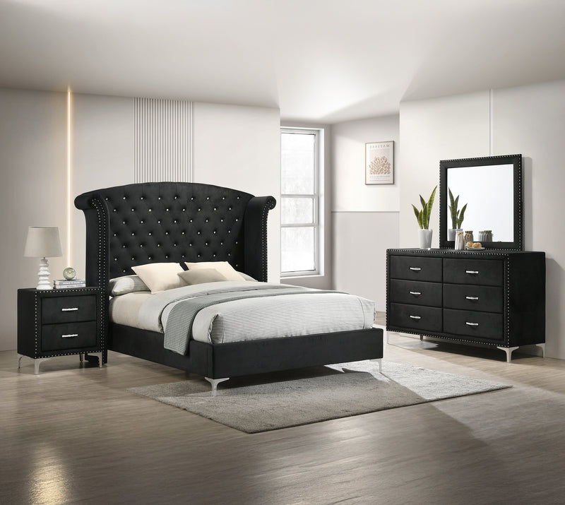 Crownmark Lucinda Bedroom Set - Black 4-Piece Bedroom Set