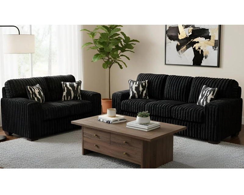 Alison Black Sofa and Loveseat