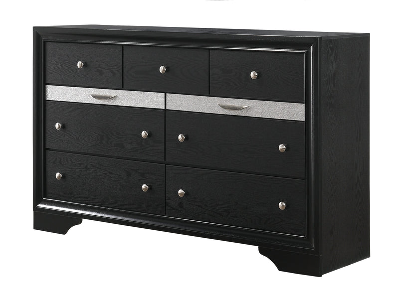 Crownmark Regata Bedroom Set - Black/Silver Dresser