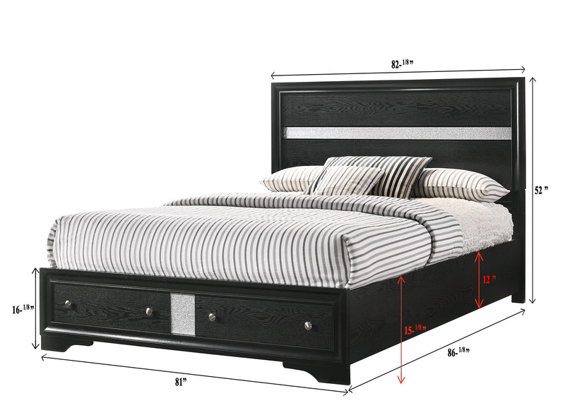 Crownmark Regata Bedroom Set - Black/Silver King Bed