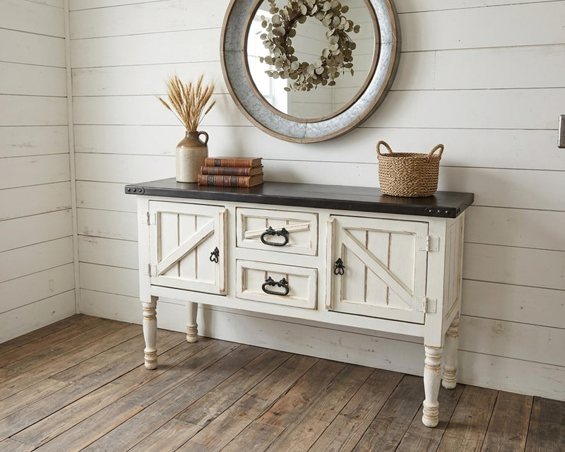 Hacienda Walnut White Console