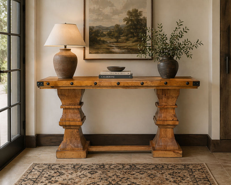 Pedestal Nogal Entryway Table
