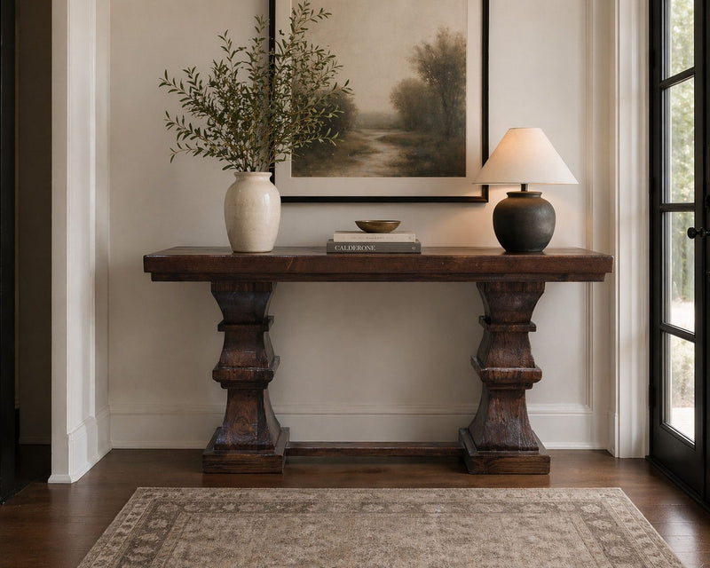 Pedestal Walnut Entryway Table