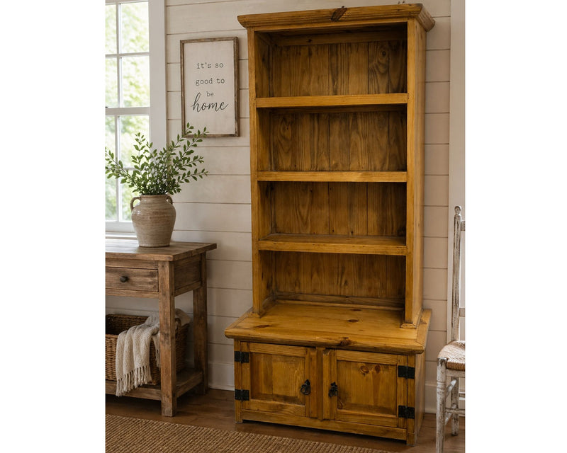 Bookcase/Server & Hutch Honey Bookshelf