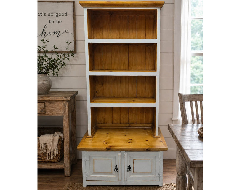 Bookcase/Server & Hutch White Bookshelf
