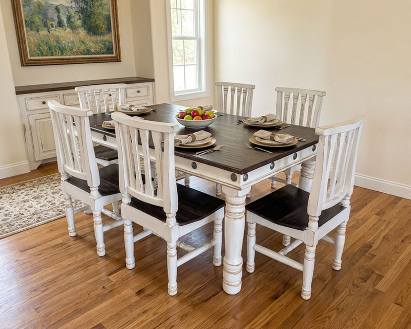 Mercedes Walnut White 7-Piece Dining Set