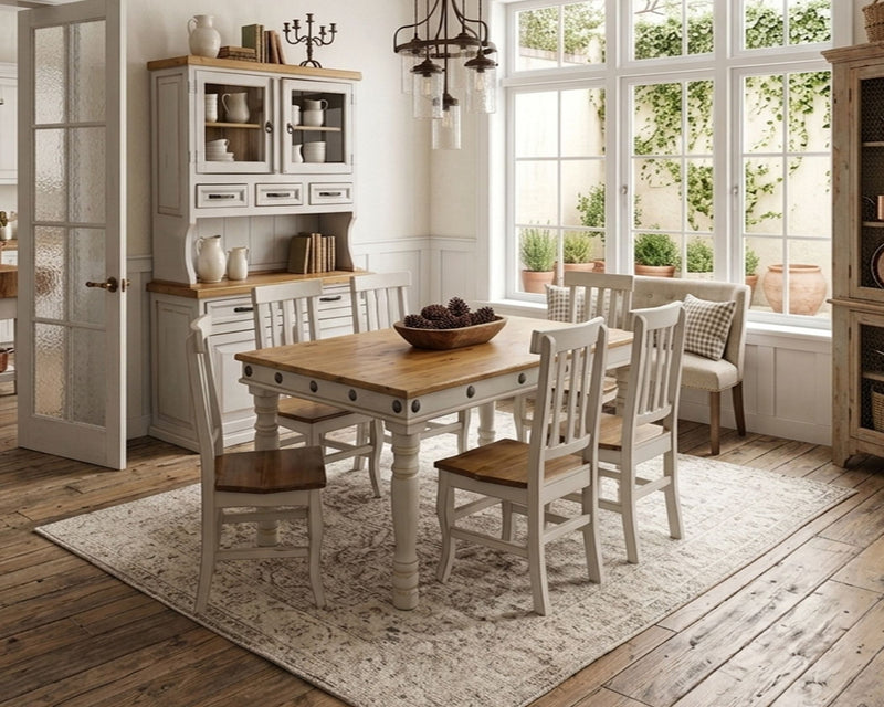 Francis Parras Nogal White 7-Piece Dining Set