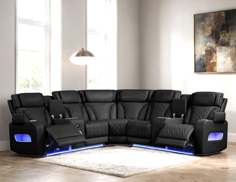 Spain Black Powered Sectional
