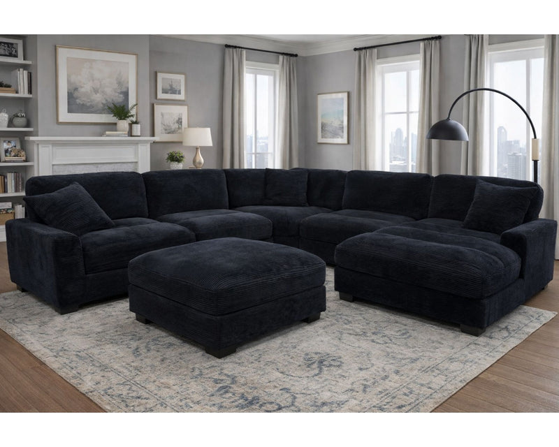 U8540 Arizona Black II Sectional with Ottoman